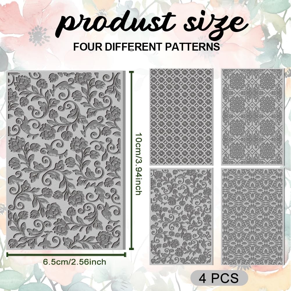 ACRNIGHEET 4PCS Polymer Clay Texture Sheets Set for Using with gray