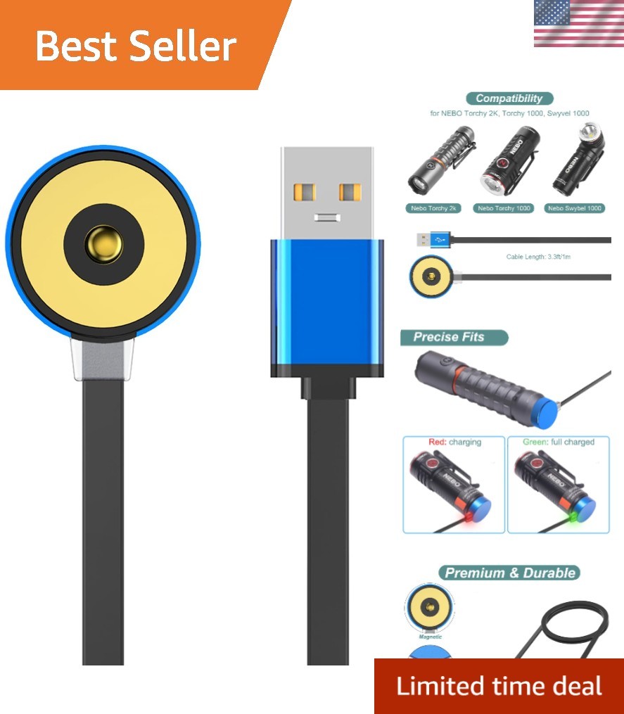 Charger for NEBO Flashlight Torchy 2K/Torchy 1000/Swyvel 1000, Replacement Magca