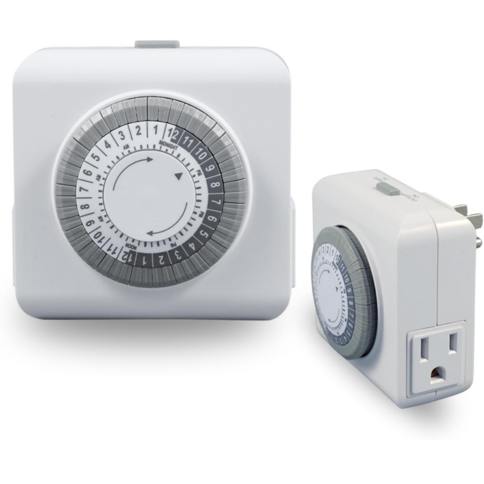 2 Pack 110-125V 3-Pin Timer Switch For Home Lighting 24-Hour Programmable Plug