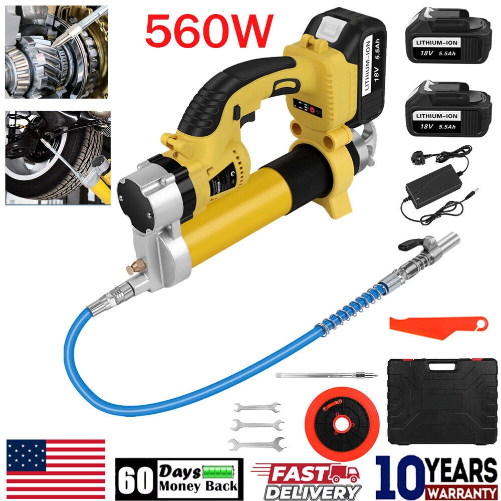 Electric Grease Gun Cordless Operated Grease Gun with 2x 5.5Ah Battery & Charger