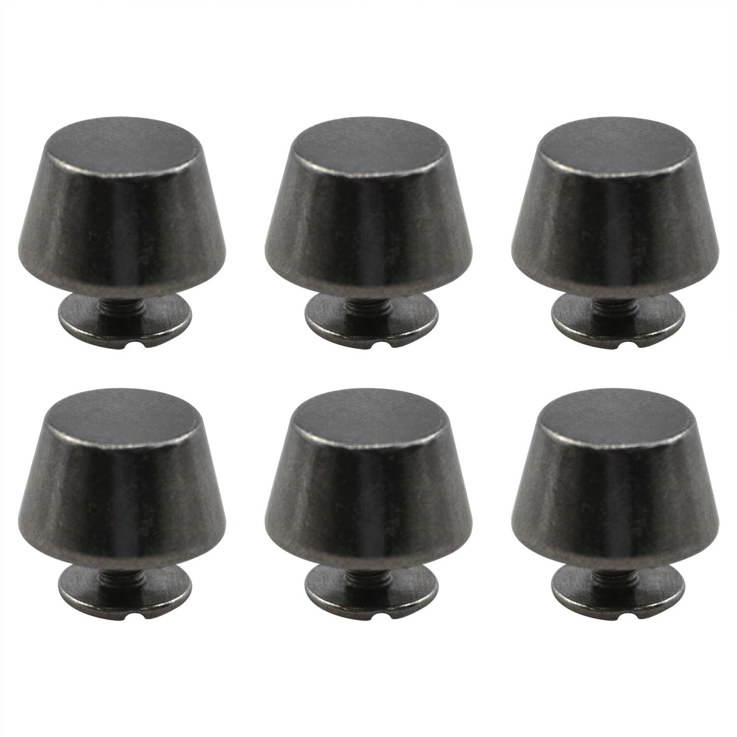 6 Set Black 12x7mm Purse Foot Hardware, Handbag Metal Studs, Riveted, Screws