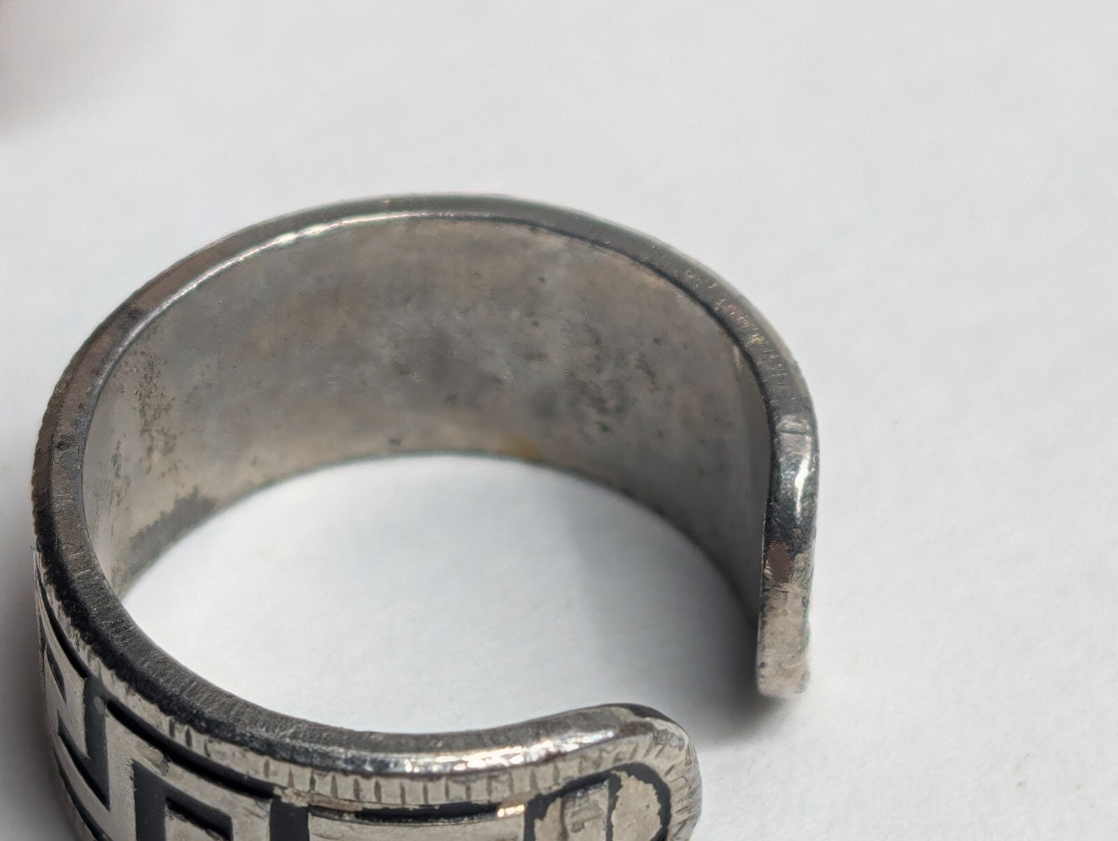 Vintage Silver-Tone Greek Key Design Toe Ring Adjustable Size