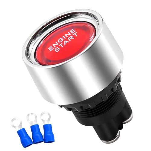 Push Start Ignition Switch 12V DC,Start Engine Button Stater (ON) Red