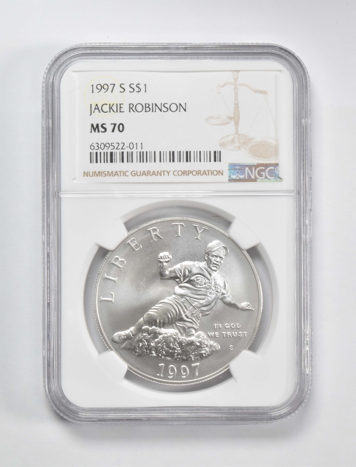 1997-S Jackie Robinson Commemorative $1 MS70 NGC Brown Label