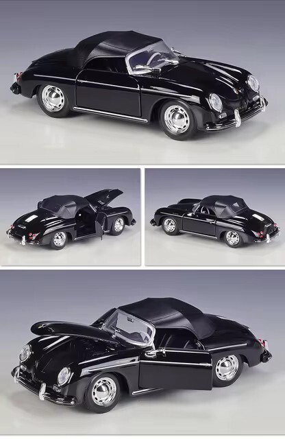 Porsche 356 356A Convertible 1/24 Scale Diecast Metal Model by Welly - BLACK