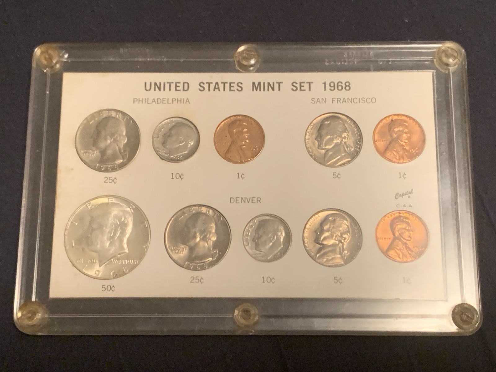1968 Us Mint Uncirculated Set In Capital Holder