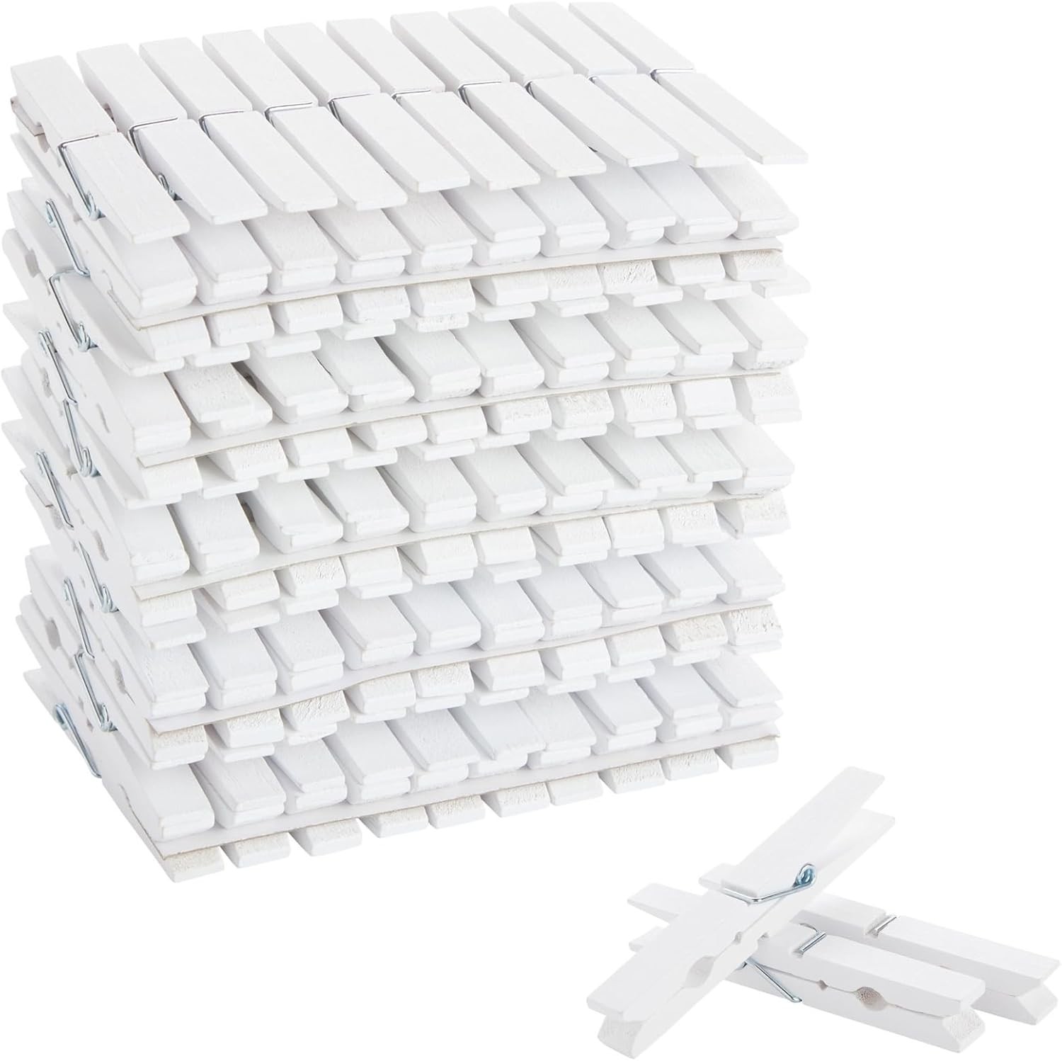 Juvale 100 Pack Wooden Clothespins for Hanging Laundry, Crafts, Photos White