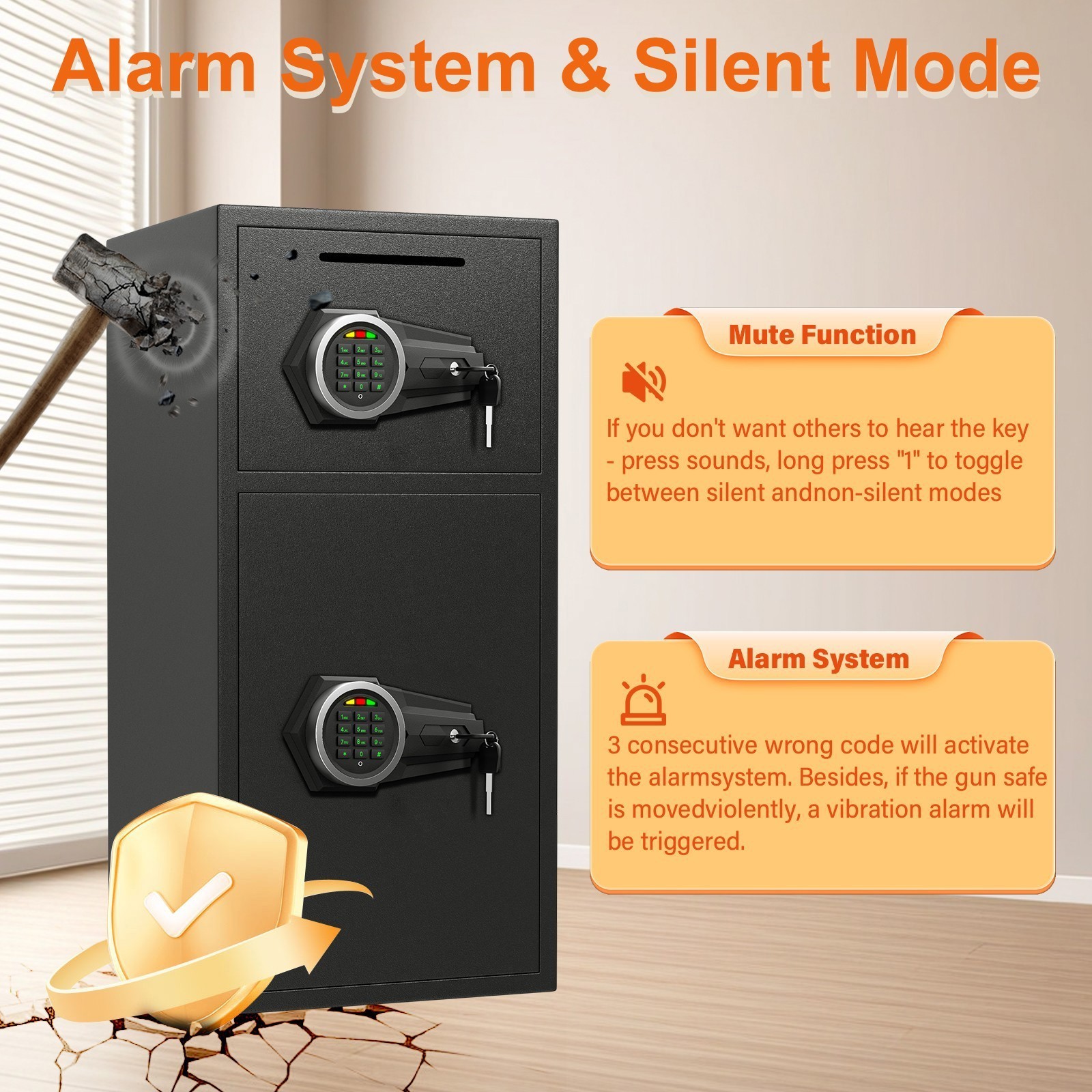 6.0 Cu Home Office Digital Safe with Deposit Slot & Dual Alarm System