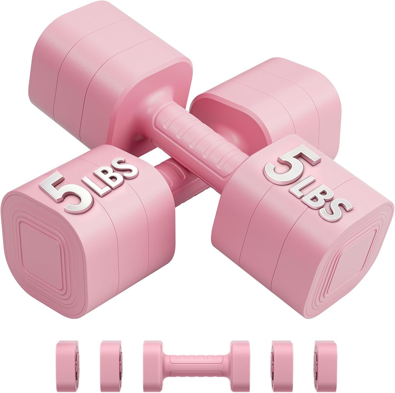 Adjustable Dumbbell Set of 2, Non-Toxic Plastic, 2lb 5lb 10lb 15lb 20lb Weights
