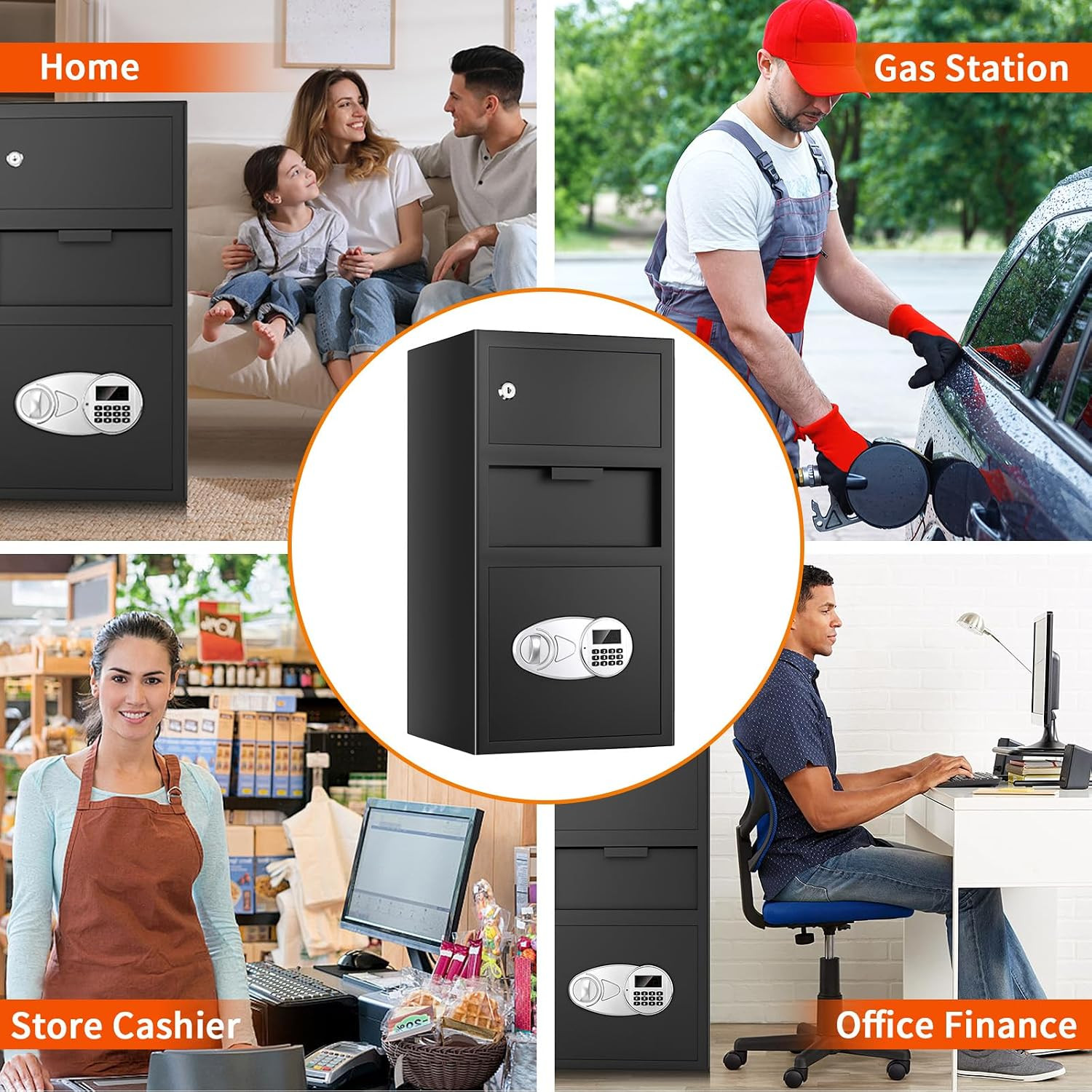5.8 Cuft Large Depository Drop Safe with Digital Keypad & Drawer