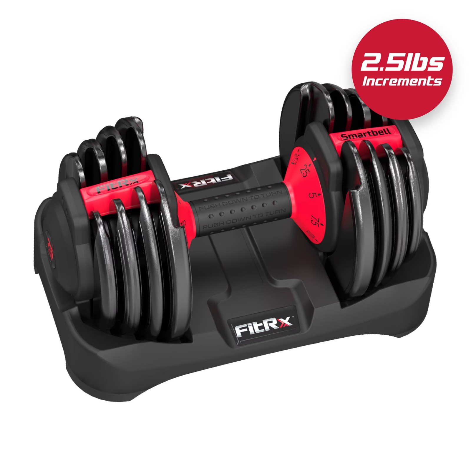 FitRx SmartBell Adjustable Dumbbell 25 lb 9-in-1 Home Workout Weight