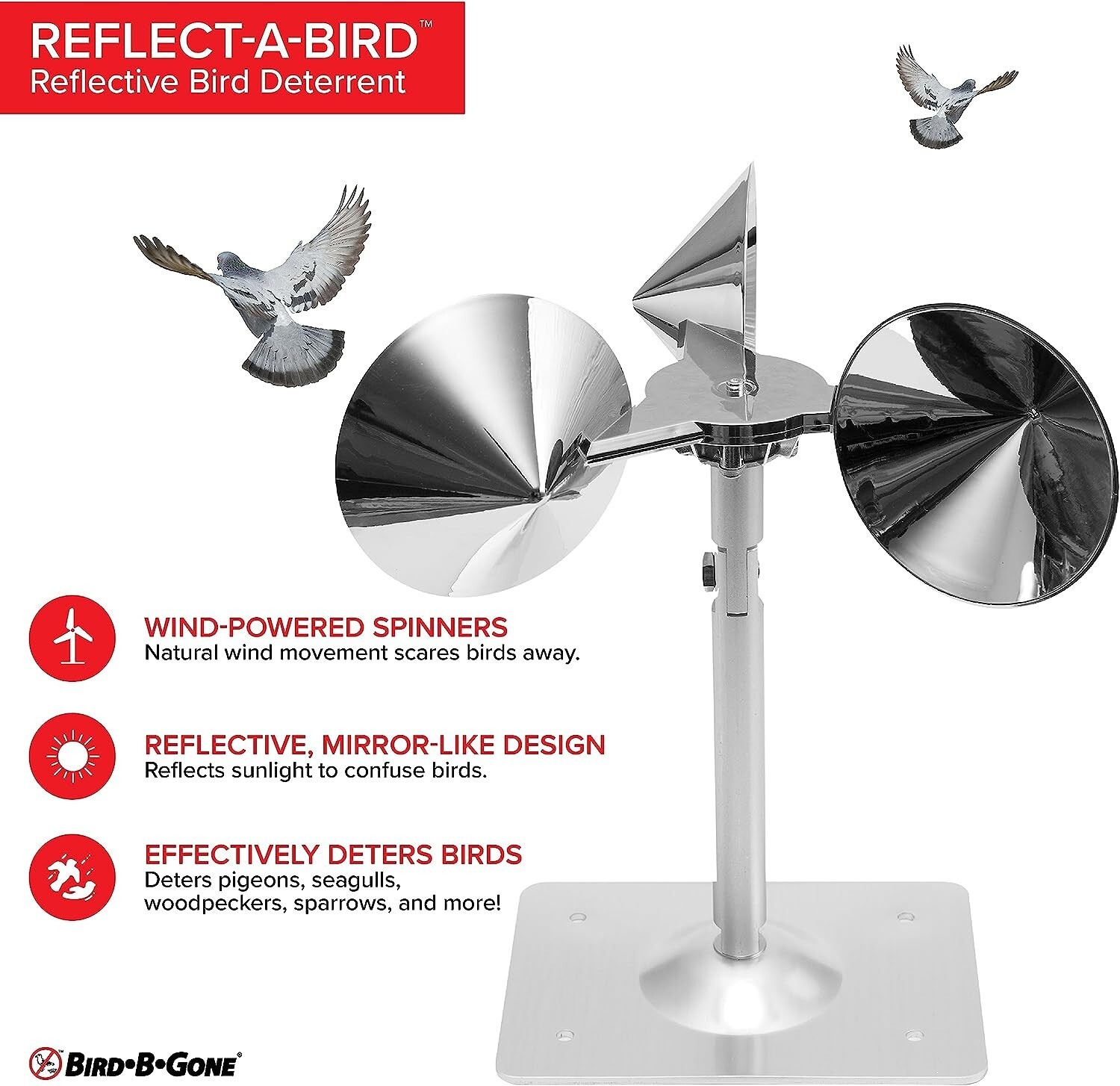 Bird-B-Gone Reflect-A-Bird Visual Bird Deterrent For Assorted Species,new