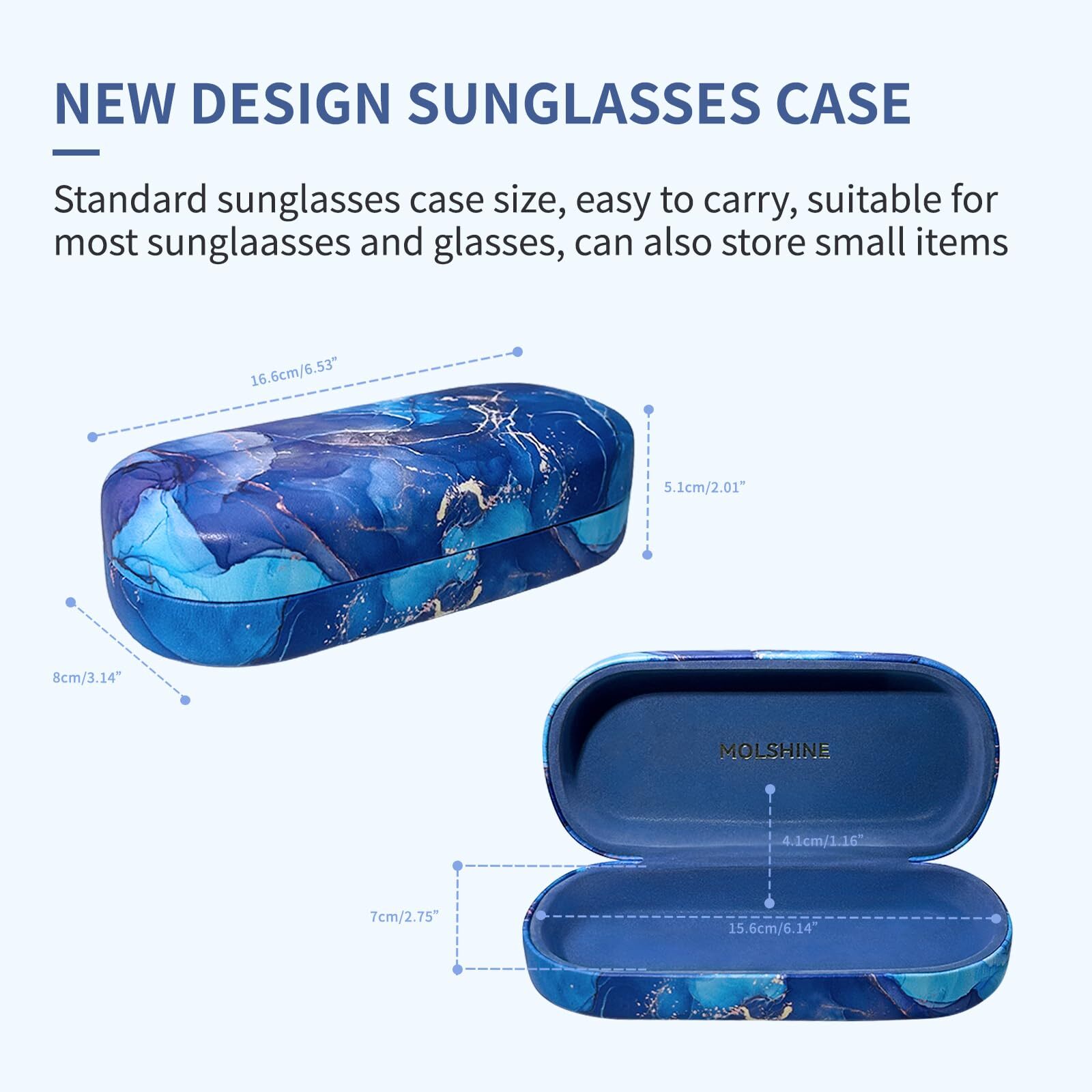 molshine Hard Shell Leather Sunglasses CaseClassic Large Glasses Case for Wom...