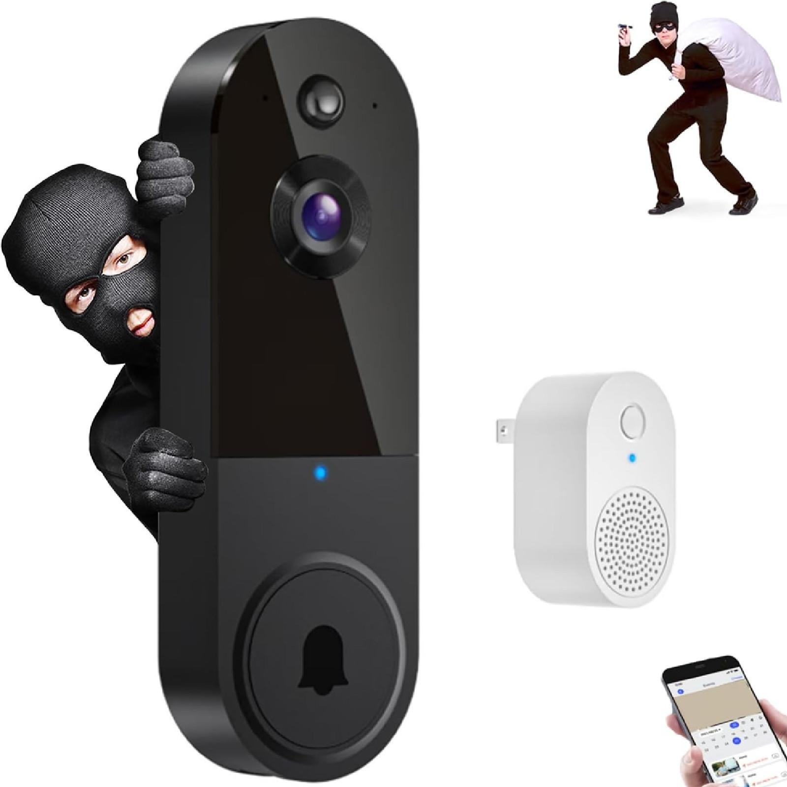 Safe Doorbell Camera Wireless, Safe Doorbell with No Monthly Fee, Wireless Wi-Fi
