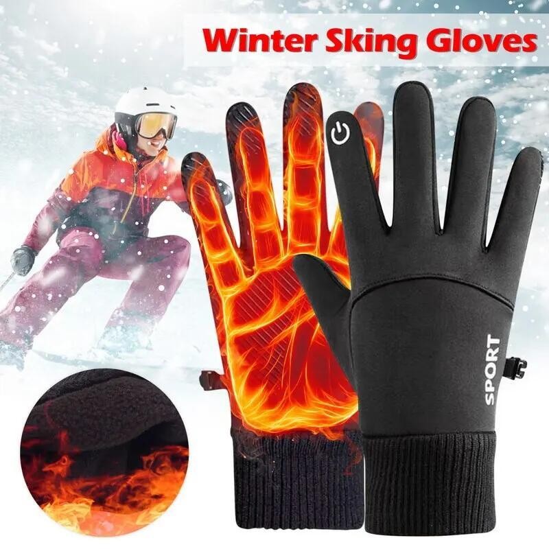 Black Winter Warm Full Fingers Waterproof Cycling Outdoor Sports Running Motorcy