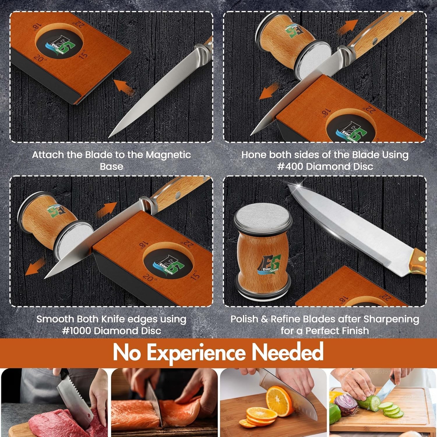 Knife Sharpener Tool Rolling Knife Sharpener Kit Knife Sharpening W/ Diamonds &