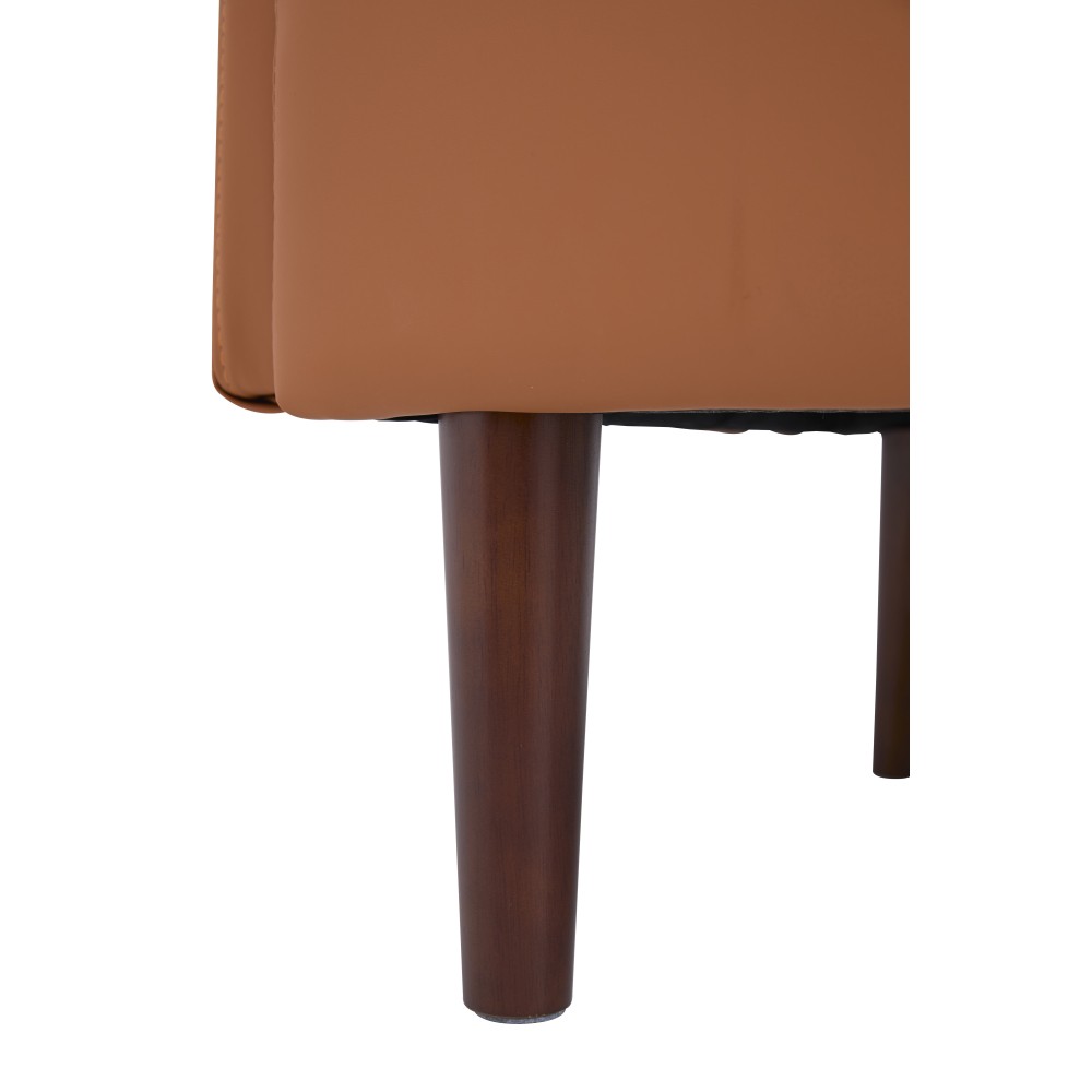 Orange PU Leather Accent Armchair with Plush Pillow & Wood Legs