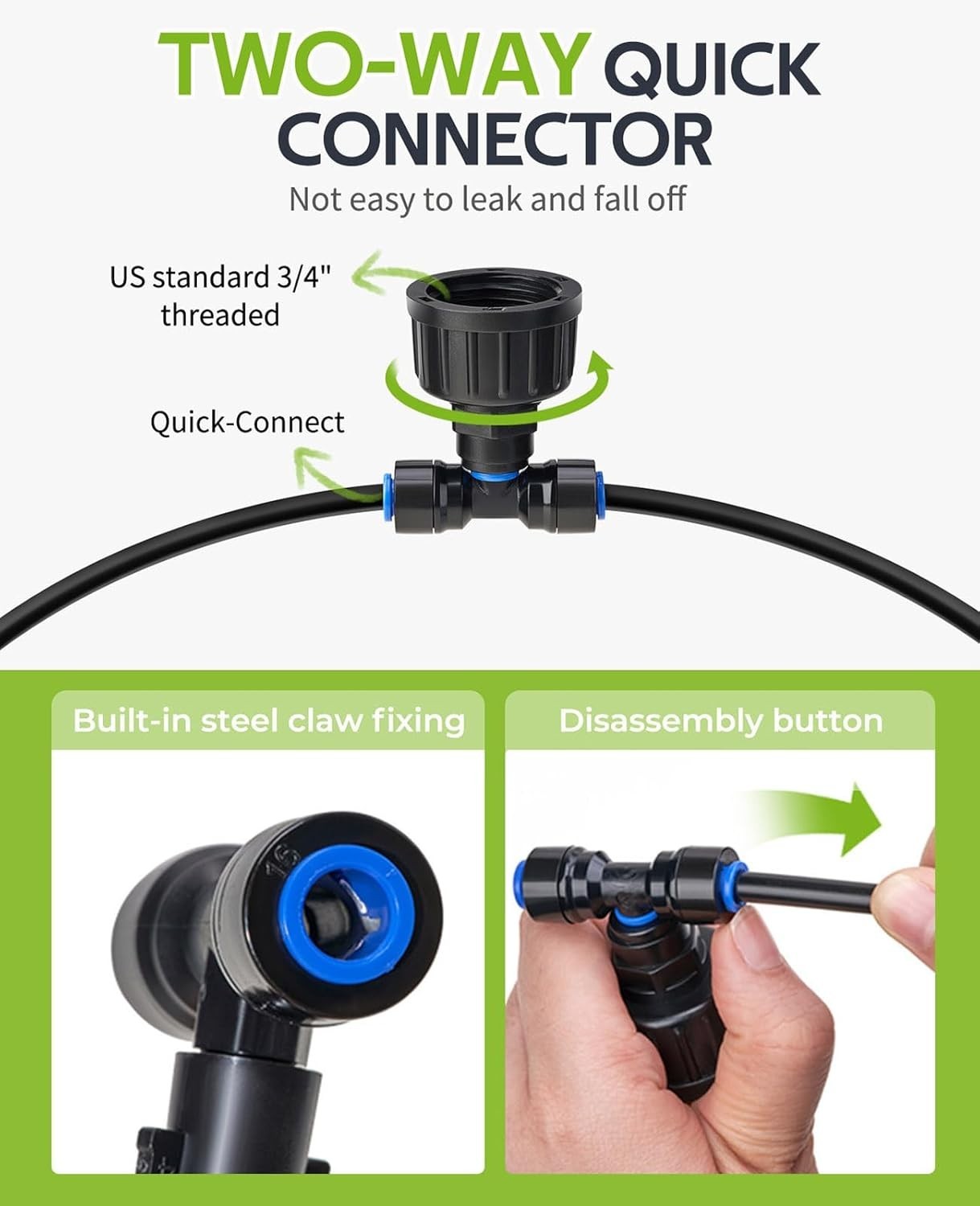 59FT Drip Irrigation Kit, Quick-Connect Garden Watering System with 15 Adjust...