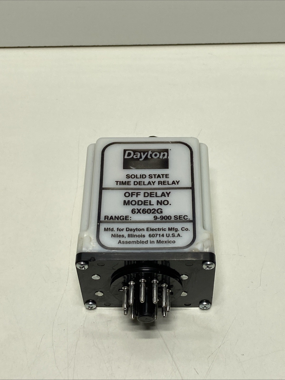 Dayton 6X602G Solid State Time Delay Relay 9-900 Sec