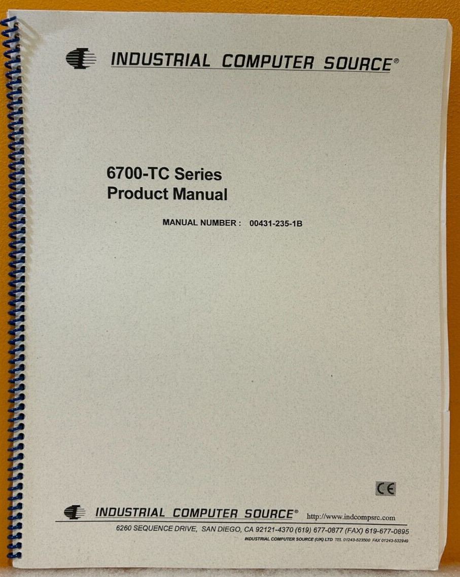 Industrial Computer Source 00431-235-1B 1998 6700-TC Series Product Manual.