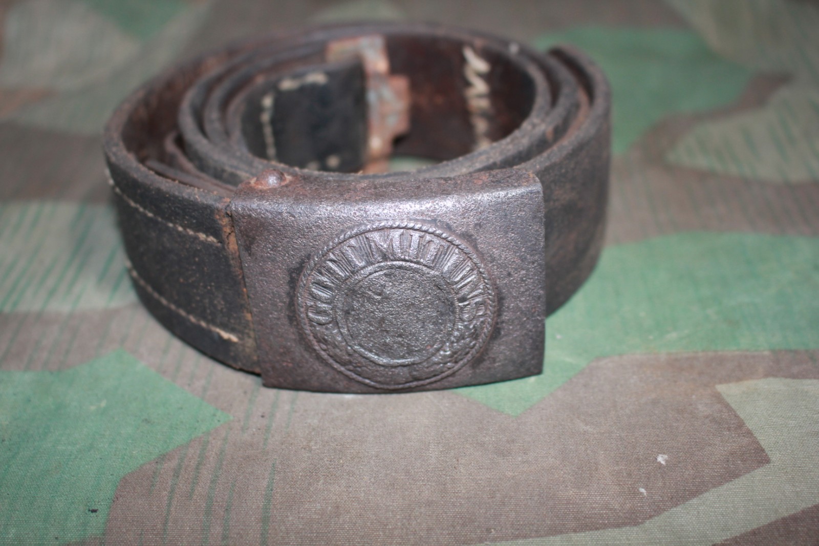 ORIGINAL WW2 GERMAN ARMY WEHRMACHT HEER BELT WITH STEEL BUCKLE DENAZIFIED 1940