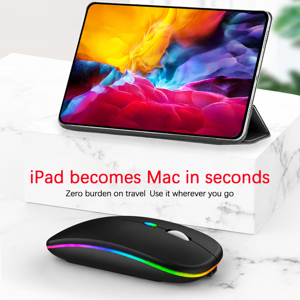 RGB Bluetooth Wireless Mouse Rechargeable Ergonomic USB For PC Laptop iPad
