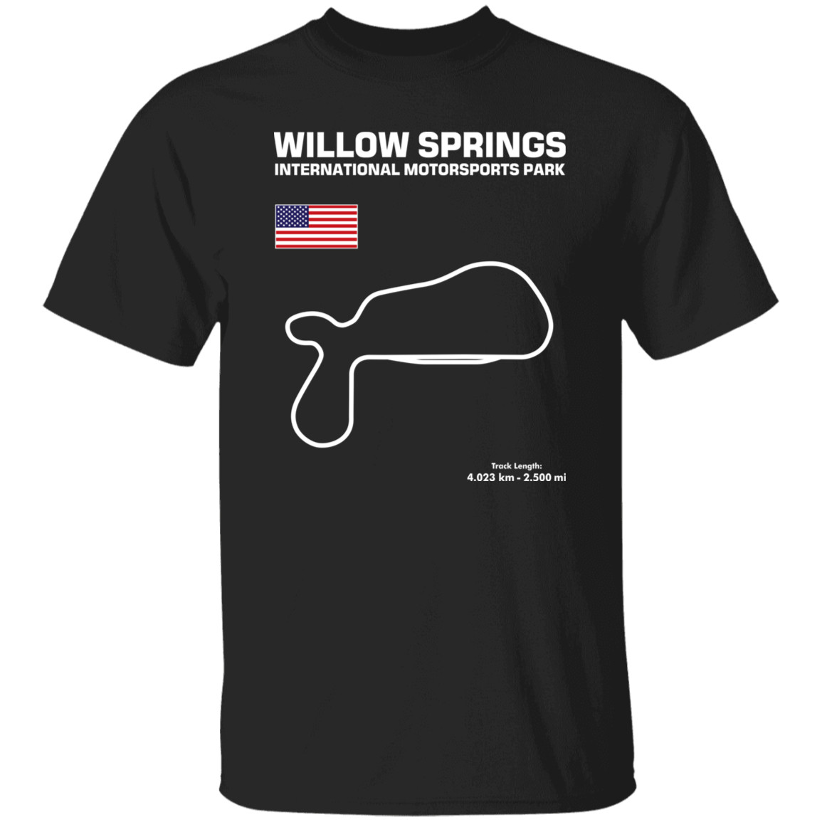 Willow Springs International Motorsports Park Track Outline Series cotton t-shir