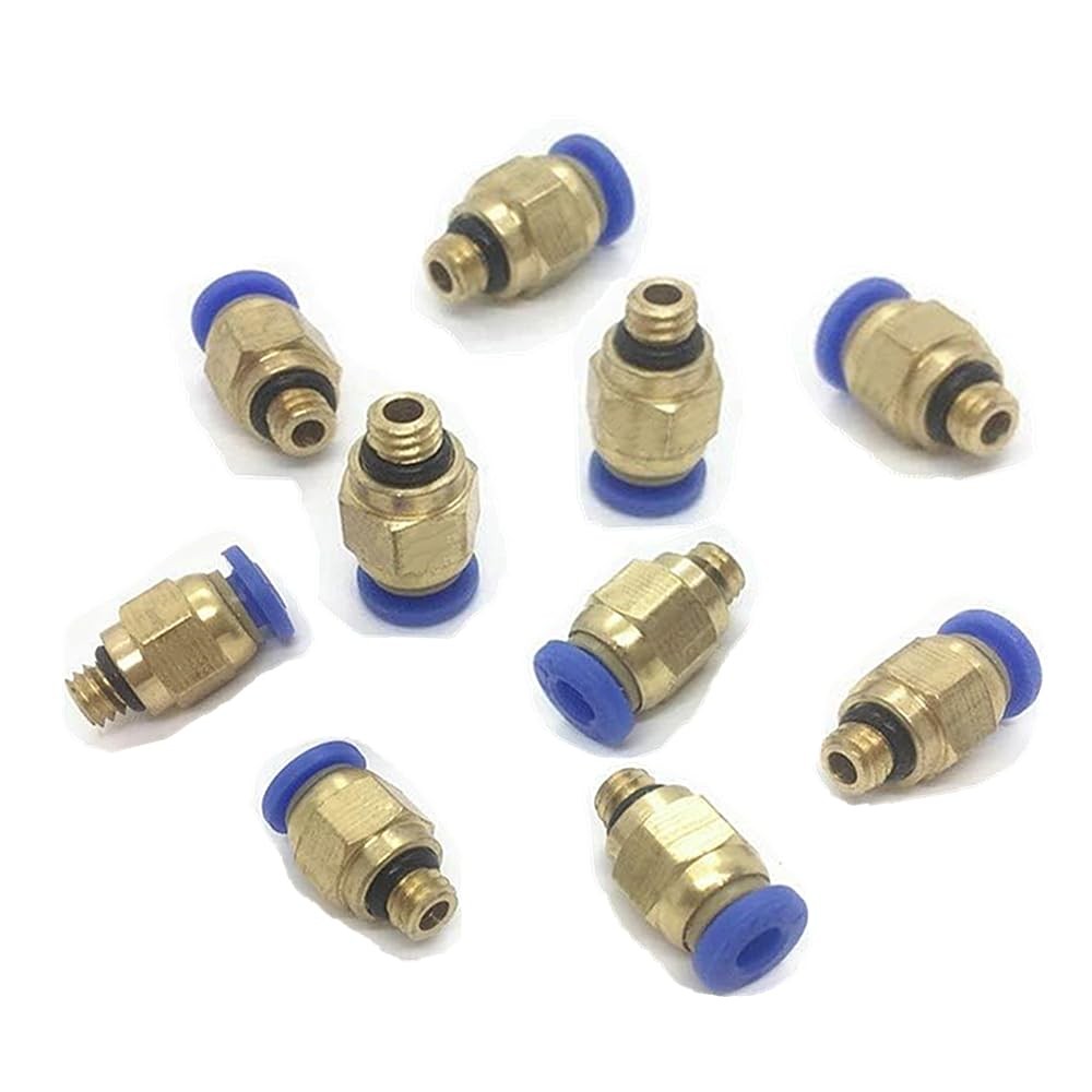 PC4-M6 Straight Fitting 4mm Thread M6 Connector for 3D Printer -10 Pcs