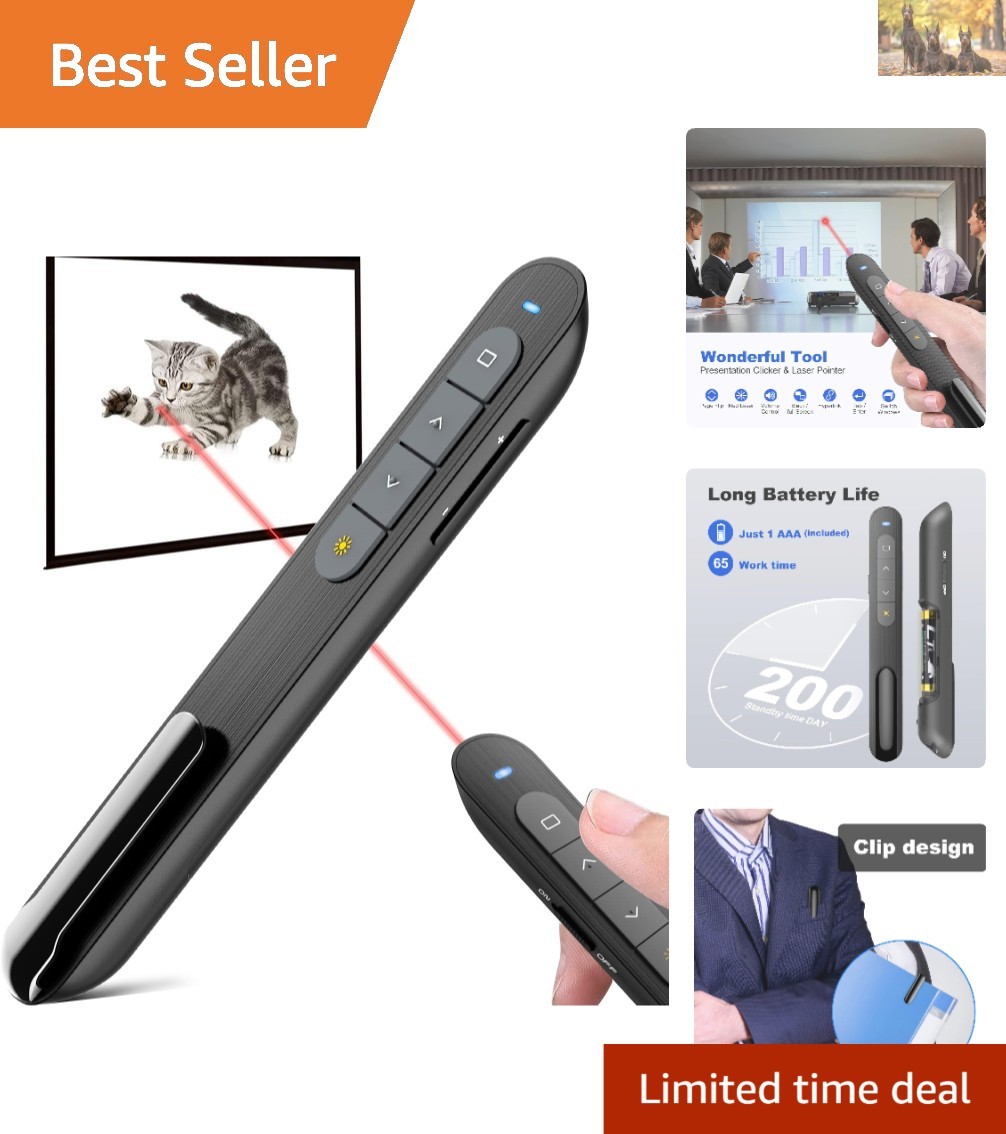 Ergonomic Wireless Presenter with Red Light - 100ft Range for Seamless Control