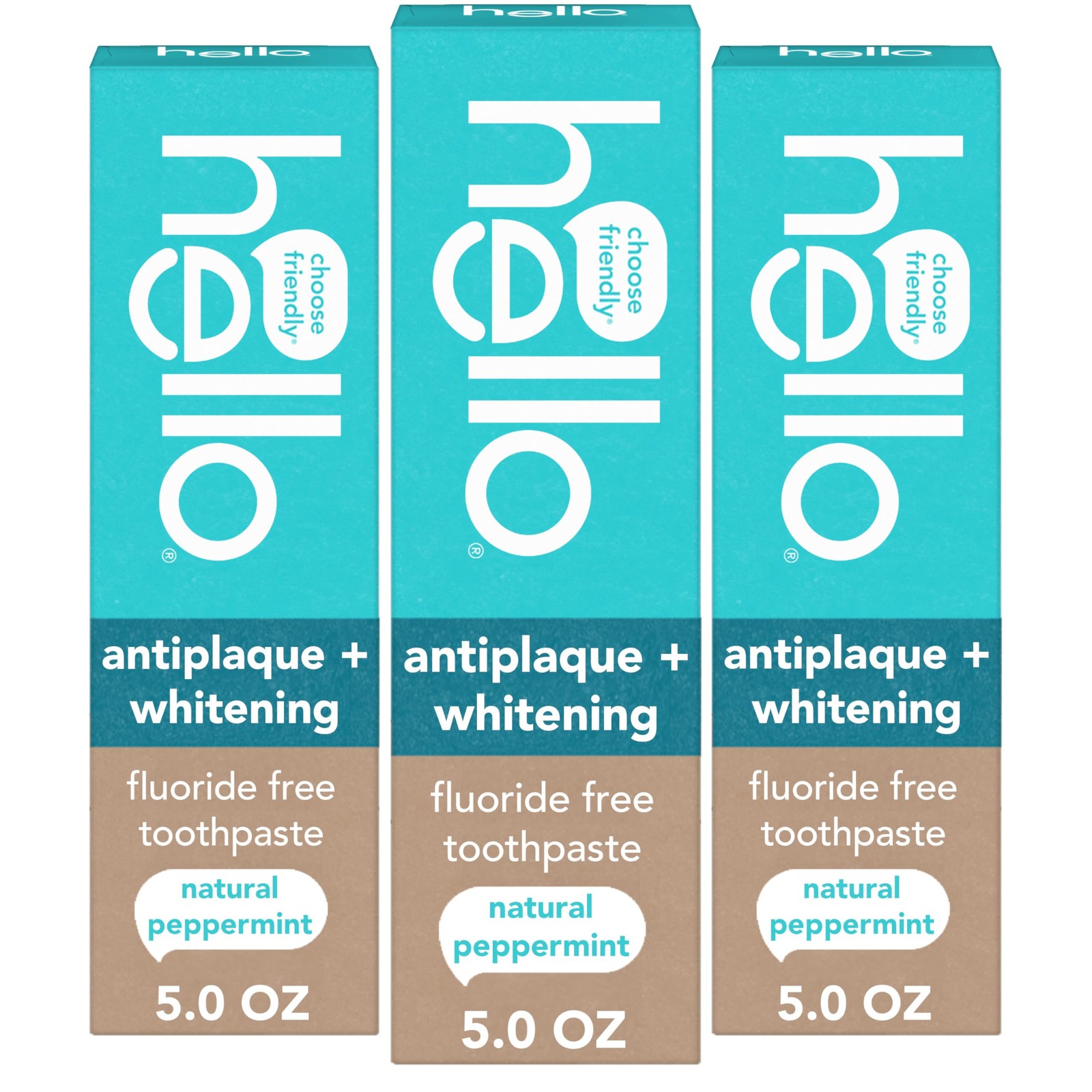 Hello Antiplaque and Whitening Fluoride Free Toothpaste 5 Oz Tube Whitening