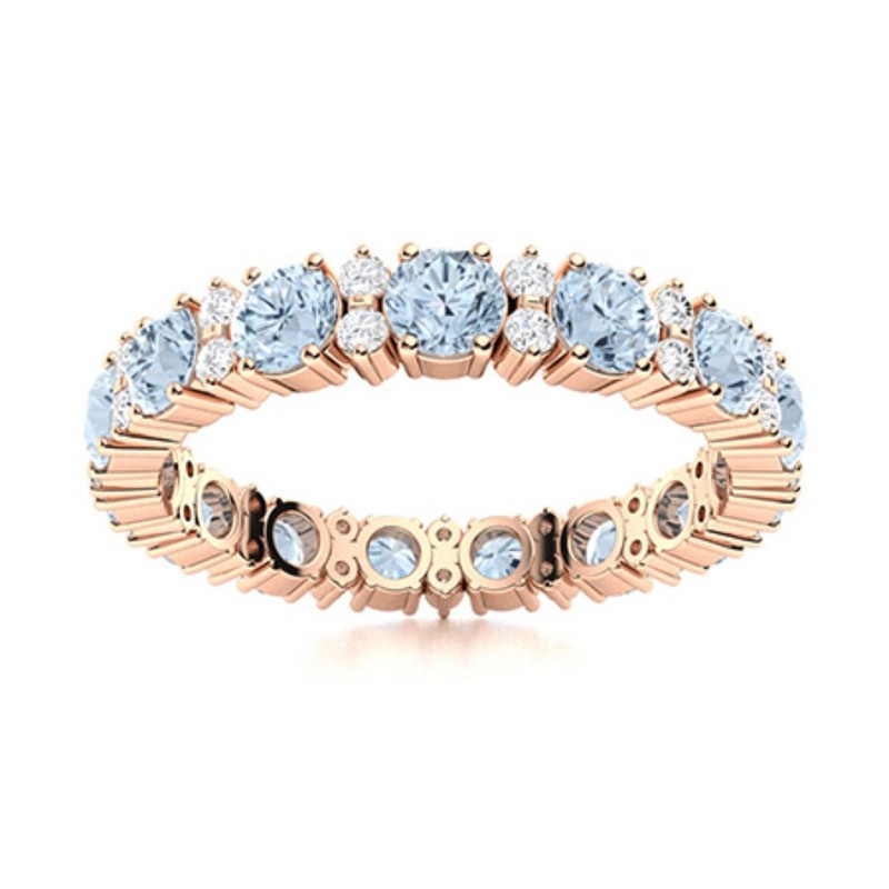 Sterling Silver Aquamarine Stone Prong Boho Solitaire Daughter Ring Jewelry