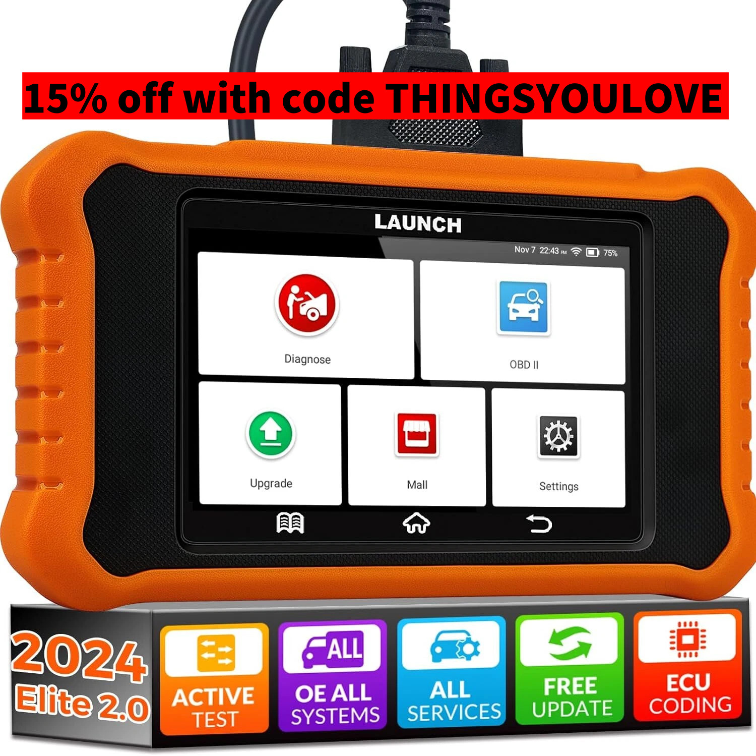 LAUNCH Elite 2.0 PRO for GM Bidirectional OBD2 Scanner Car Diagnostic ECU Coding