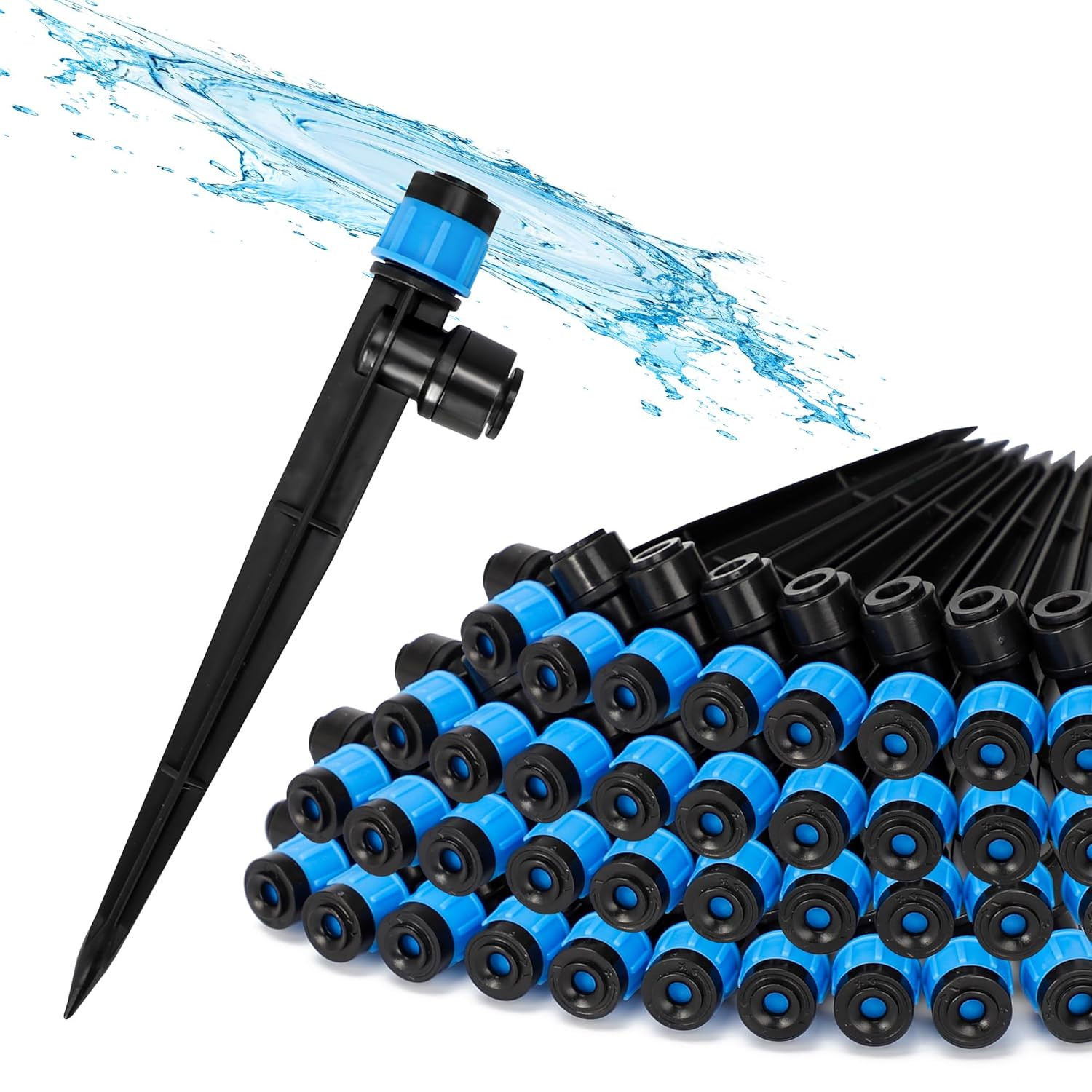 40-Pack Drip Irrigation Emitters, 1/4" Push-To-Connect Irrigation Stakes – Adjus