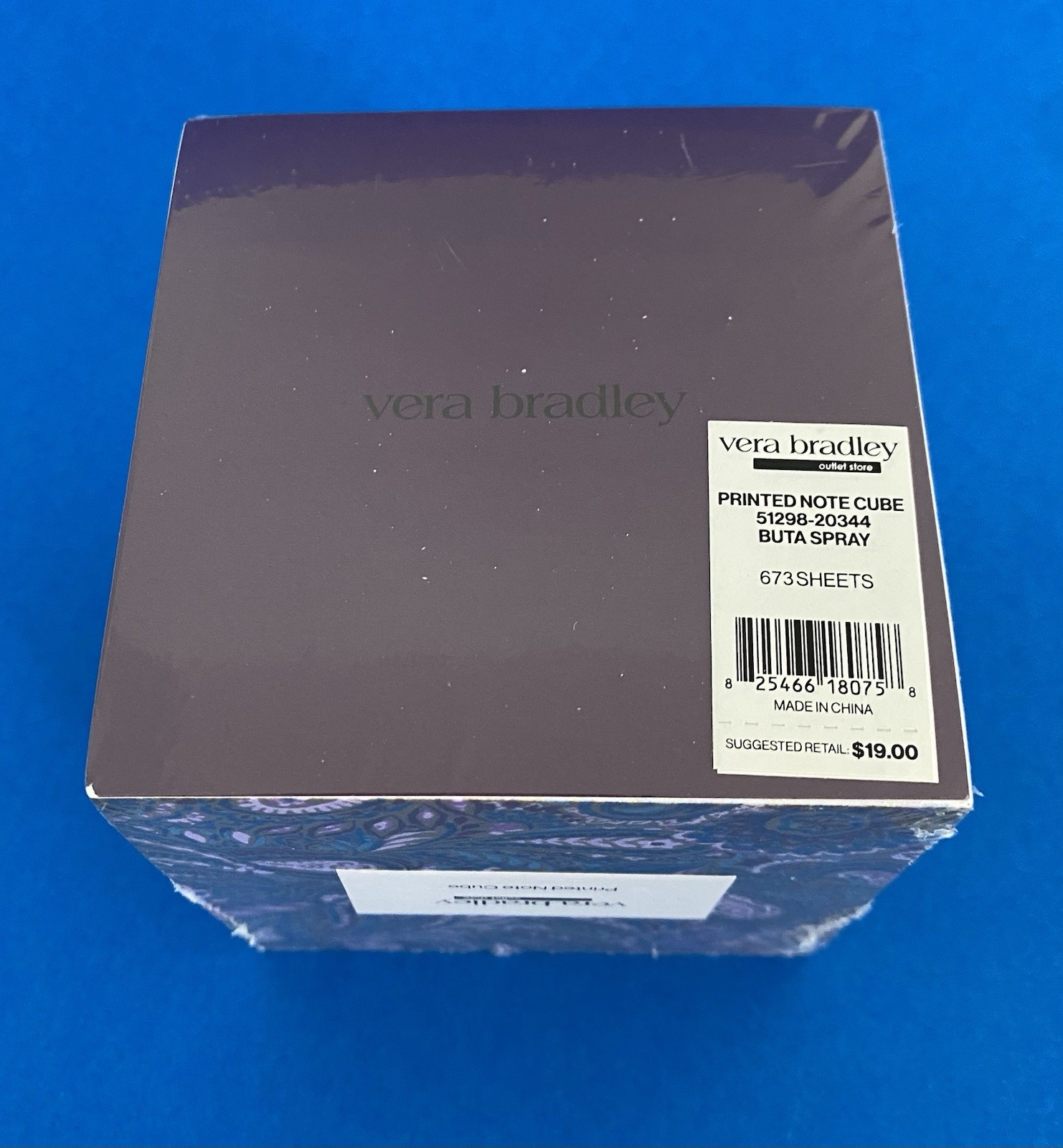 Vera Bradley Buta Spray Printed Note Cube 673 Sheets NEW