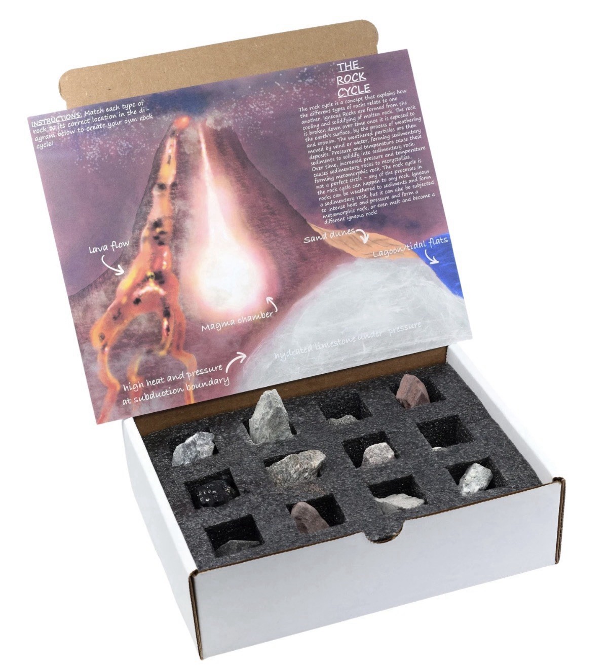 Rock Cycle Kit, 12 Pcs - Metamorphic, Igneous & Sedimentary Rocks - Eisco Labs