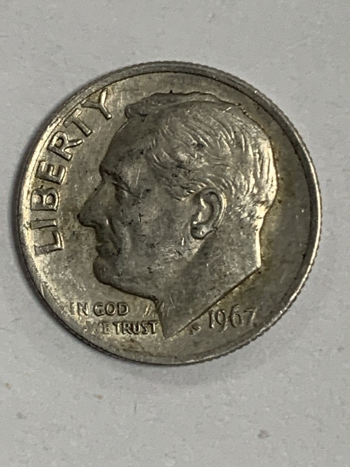 1967 Dime, DDR On “United” And “One Dime”