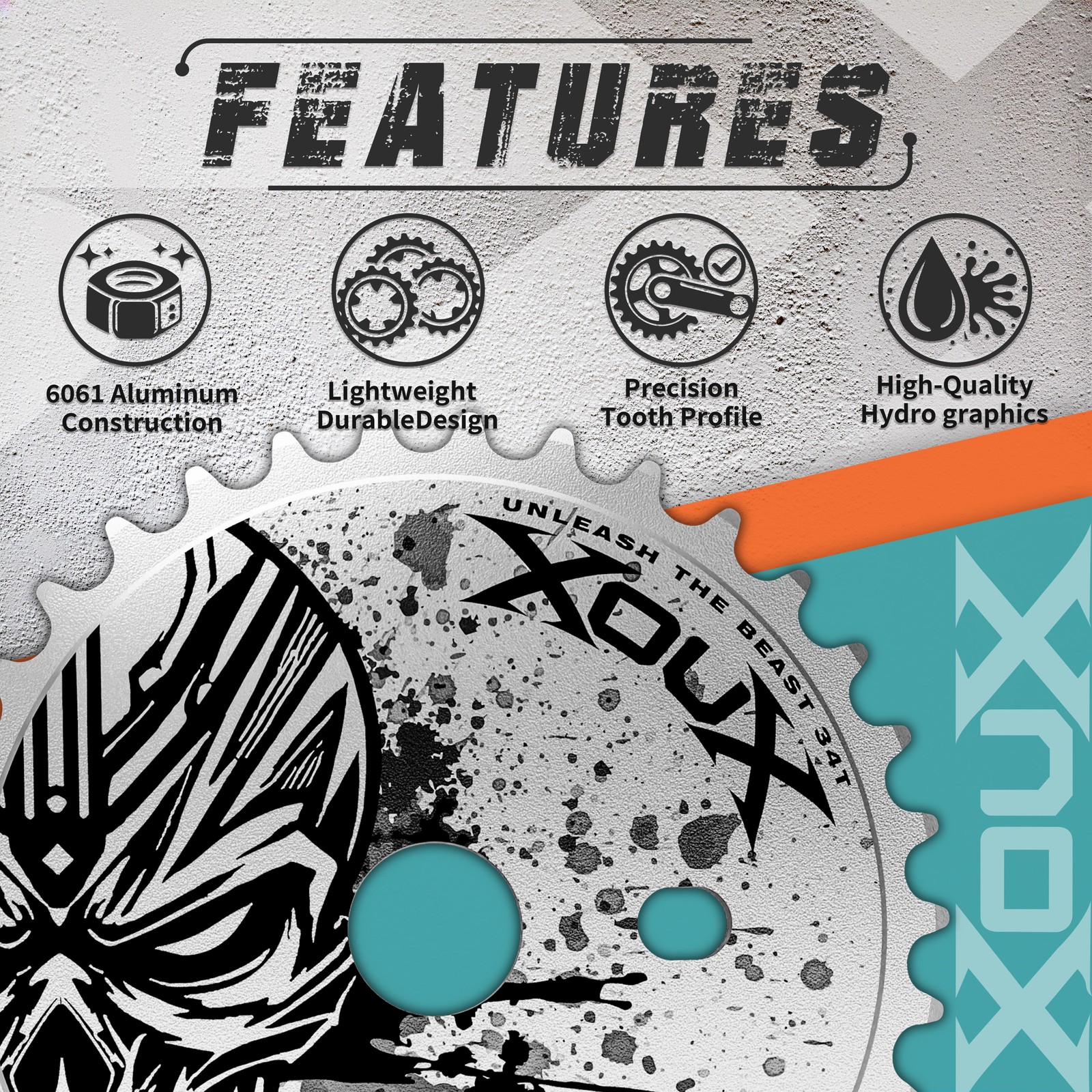 XOUX Raven BMX Chainring 52T Skull, Silver