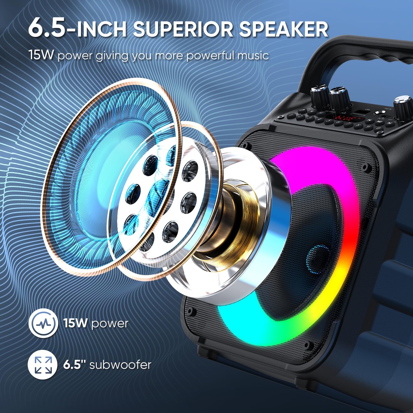 Portable Karaoke Machine with Bluetooth Speaker & 2 Wireless Microphones