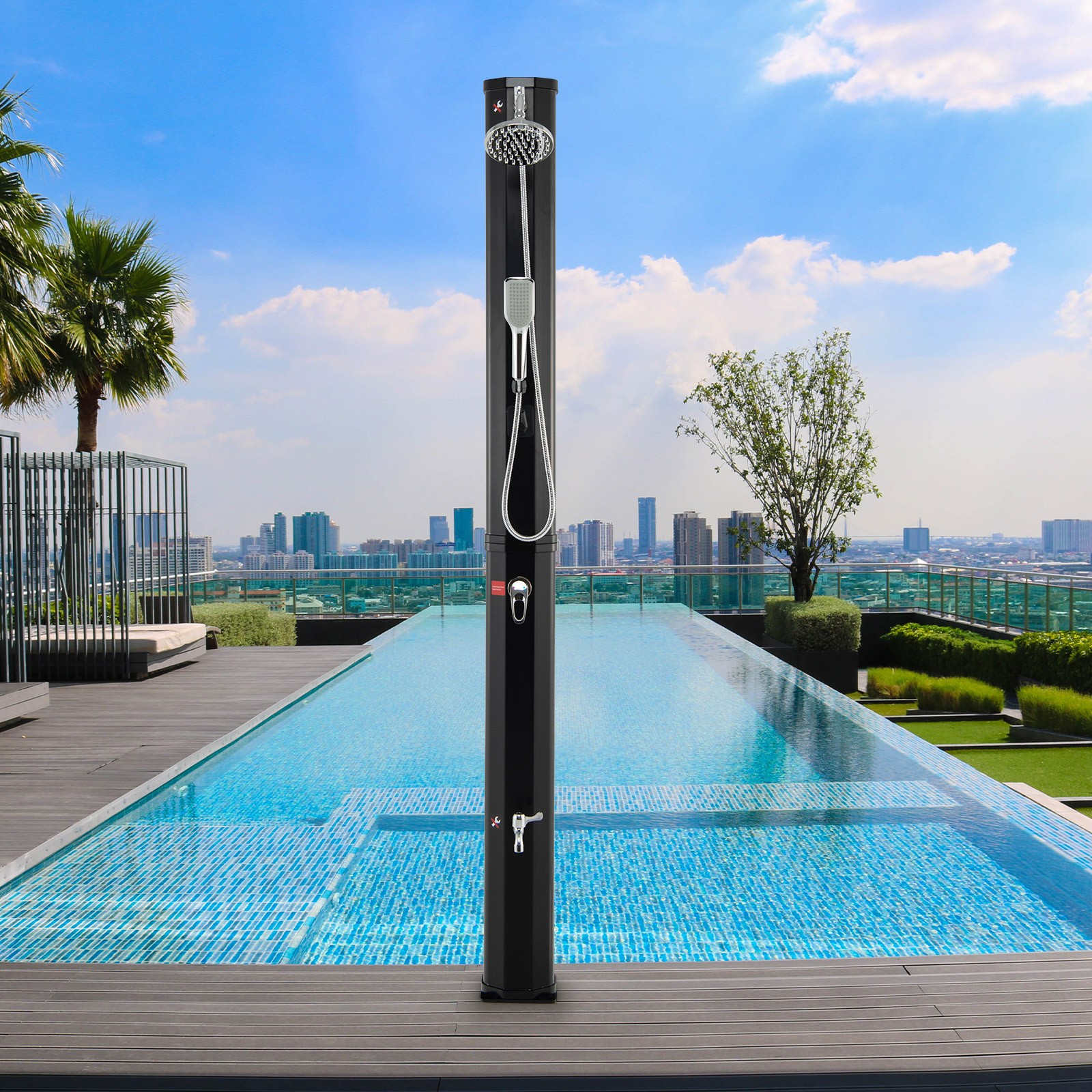 7.2 FT Solar Heated Shower 9.3 Gallon 2-Section with Free-Rotating Shower Head