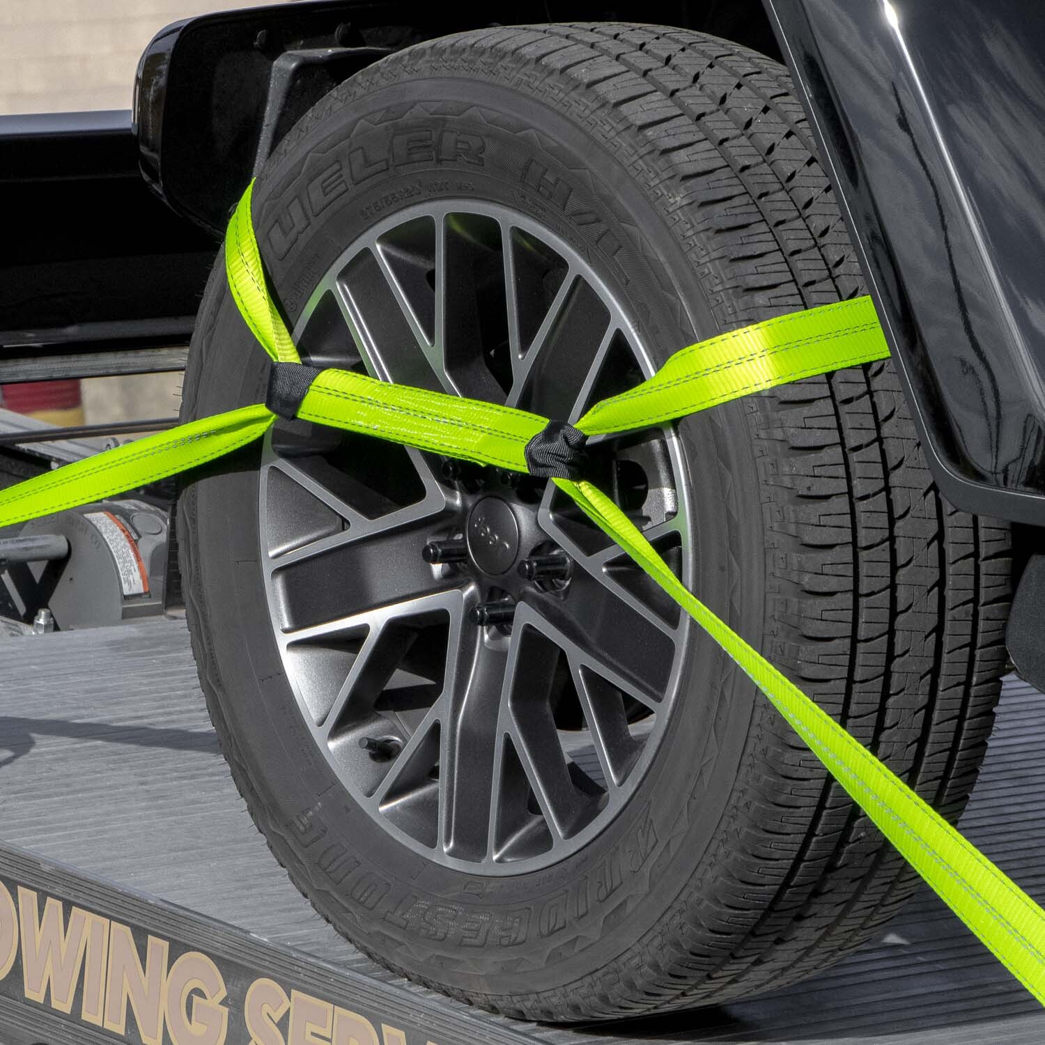 VULCAN 8-Point Car Tie Down Kit - Snap Hook & Chain Tail, 4 Pack - High-Viz