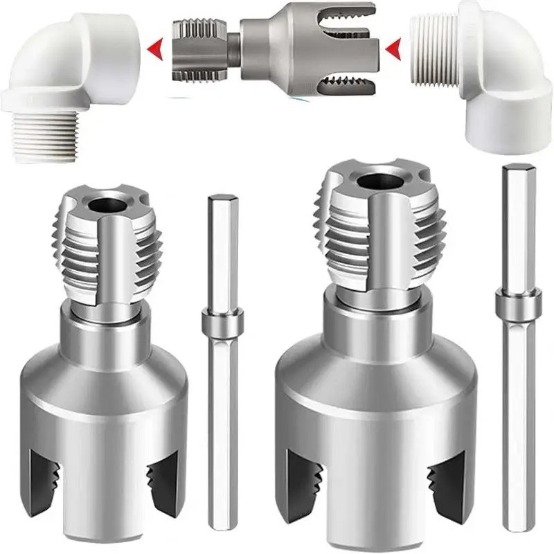 PVC Pipe Threader Kit Internal External Pipe Thread Cutting Tool Drill Use