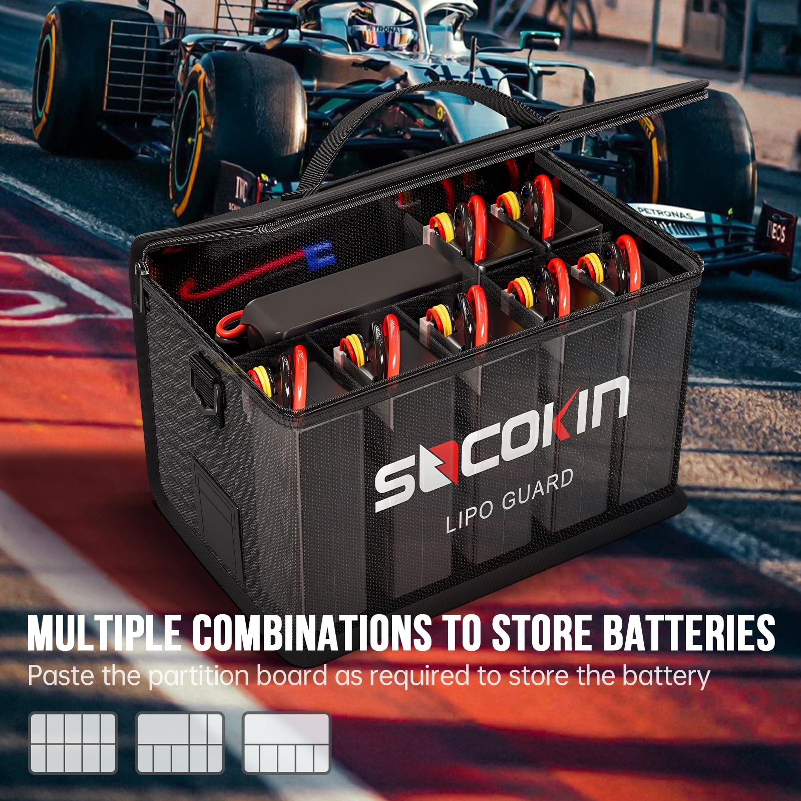 Lipo Battery Safe Bag Fireproof Explosionproof Bags Large Capacity Adjustable...
