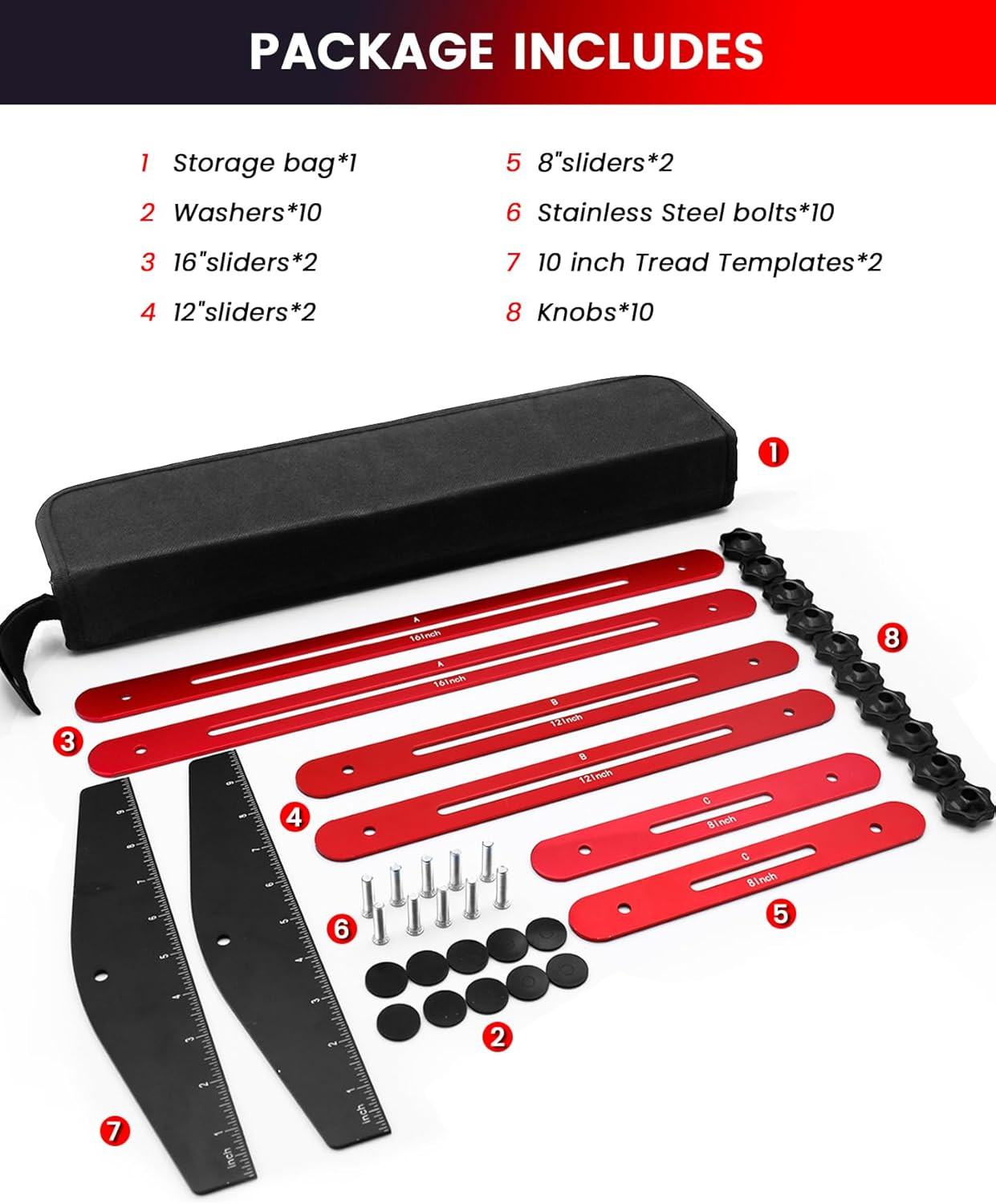 TANYO Stair Tread Template Tool, 8" to 60" Aluminum Stair Tread Jig for Accurate