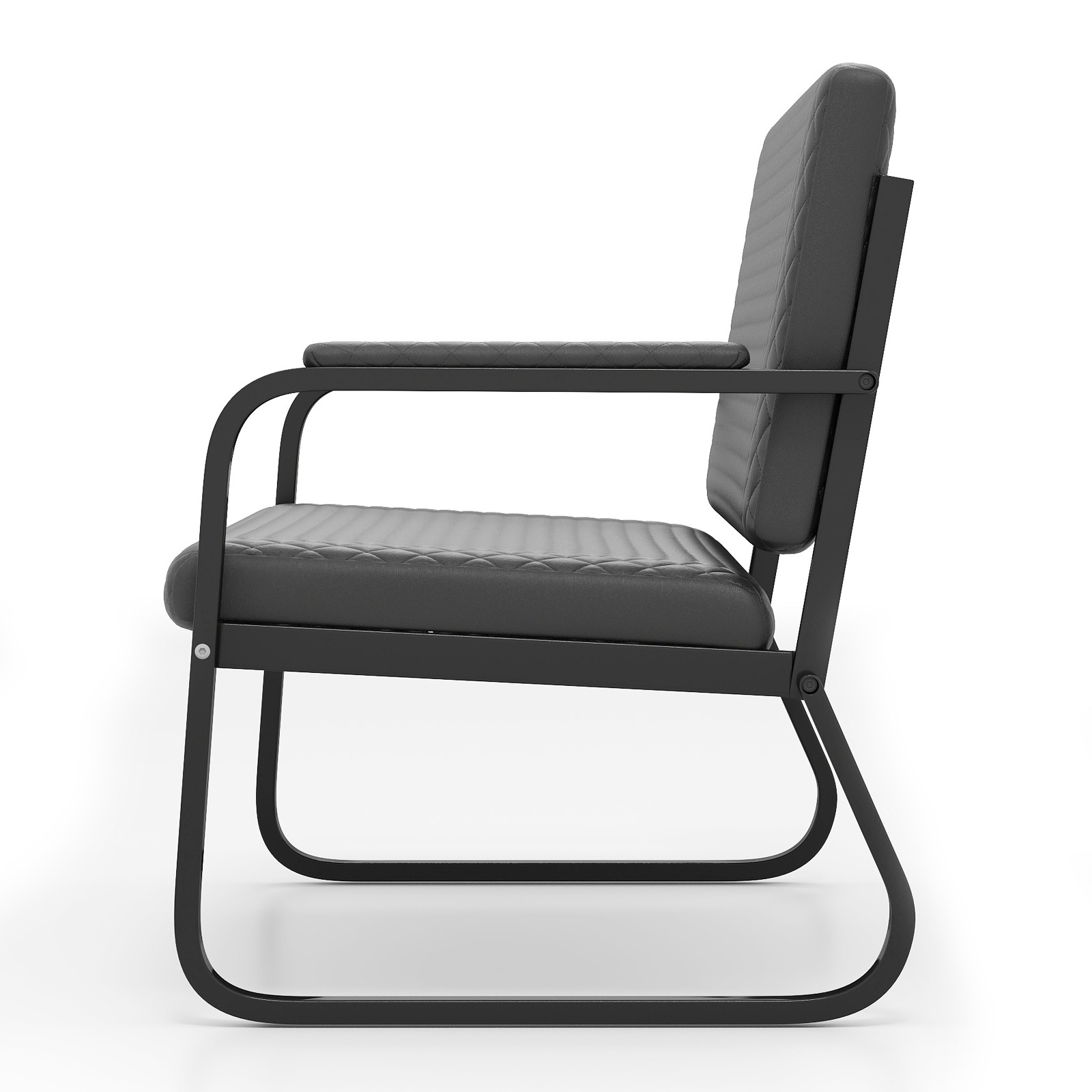 Black Waiting Chair Guest Reception Seating Bench Barbershop Beauty Salon Office