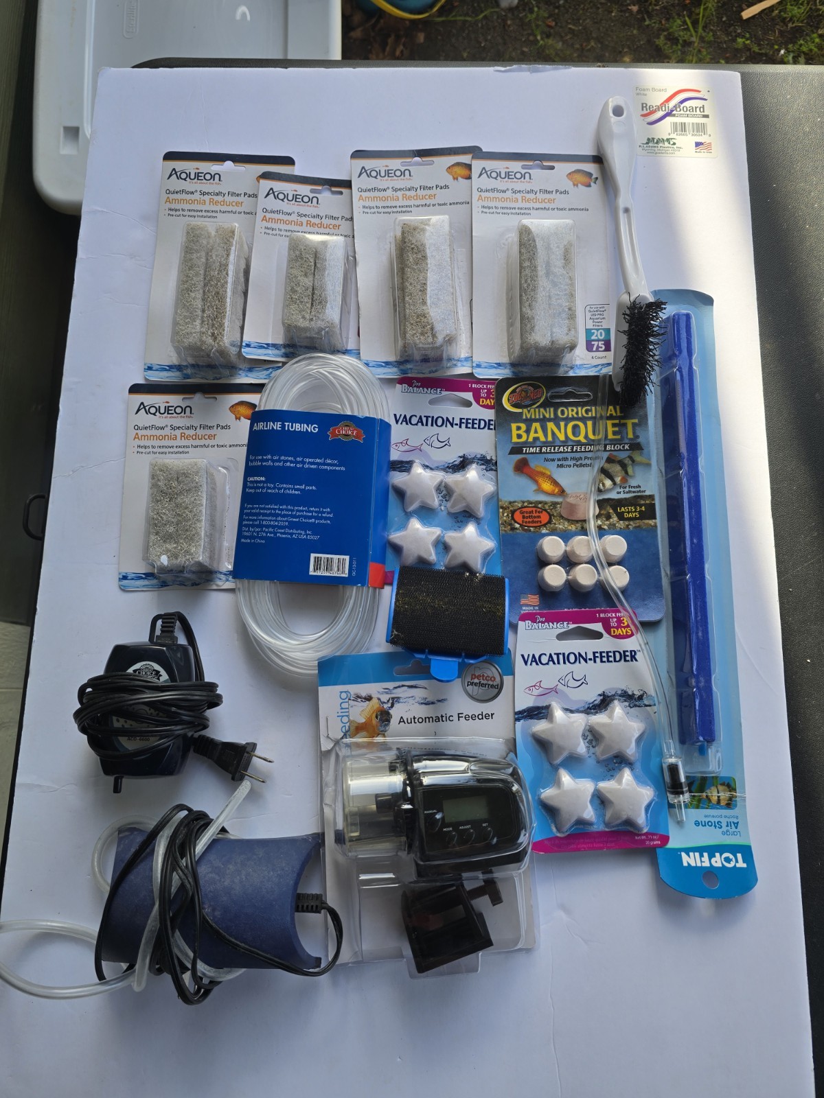 Fish Tank Supply Lot Aqueon Ammonia Reducer Pads Air Pump