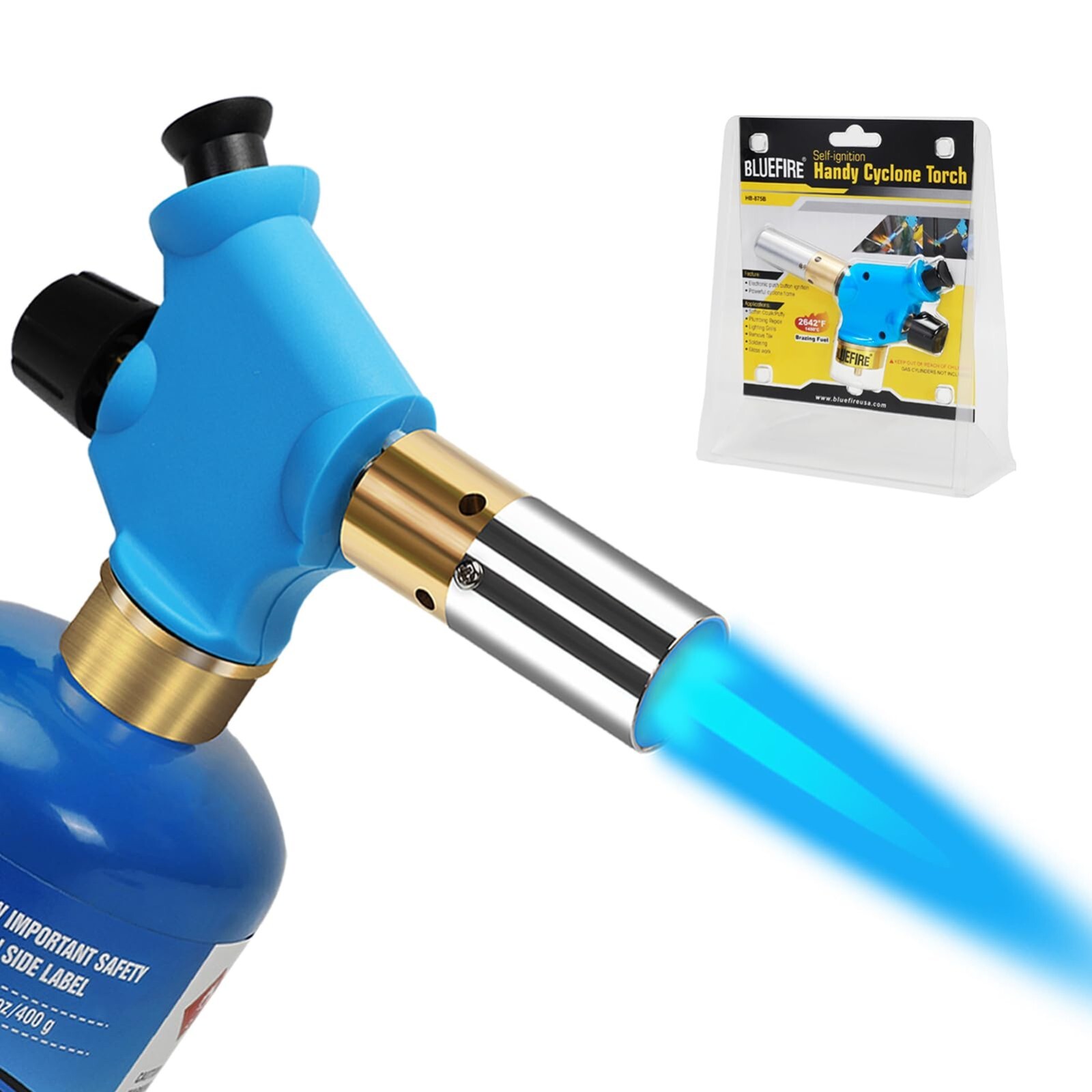 BLUEFIRE Handy Cyclone Propane Torch Head Trigger Start Turbo Swirl MAPP MAP Pro