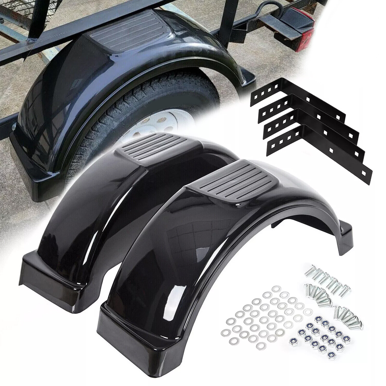 Plastic Trailer Fenders Fits Single-axle Trailers w/ 13" Diameter Wheels LH & RH