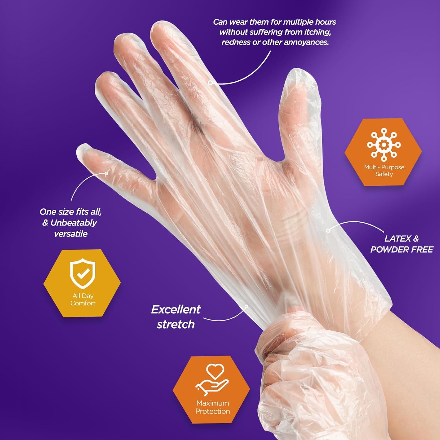 Clear Food-Prep Poly Gloves |Multipose Latex-Disposable