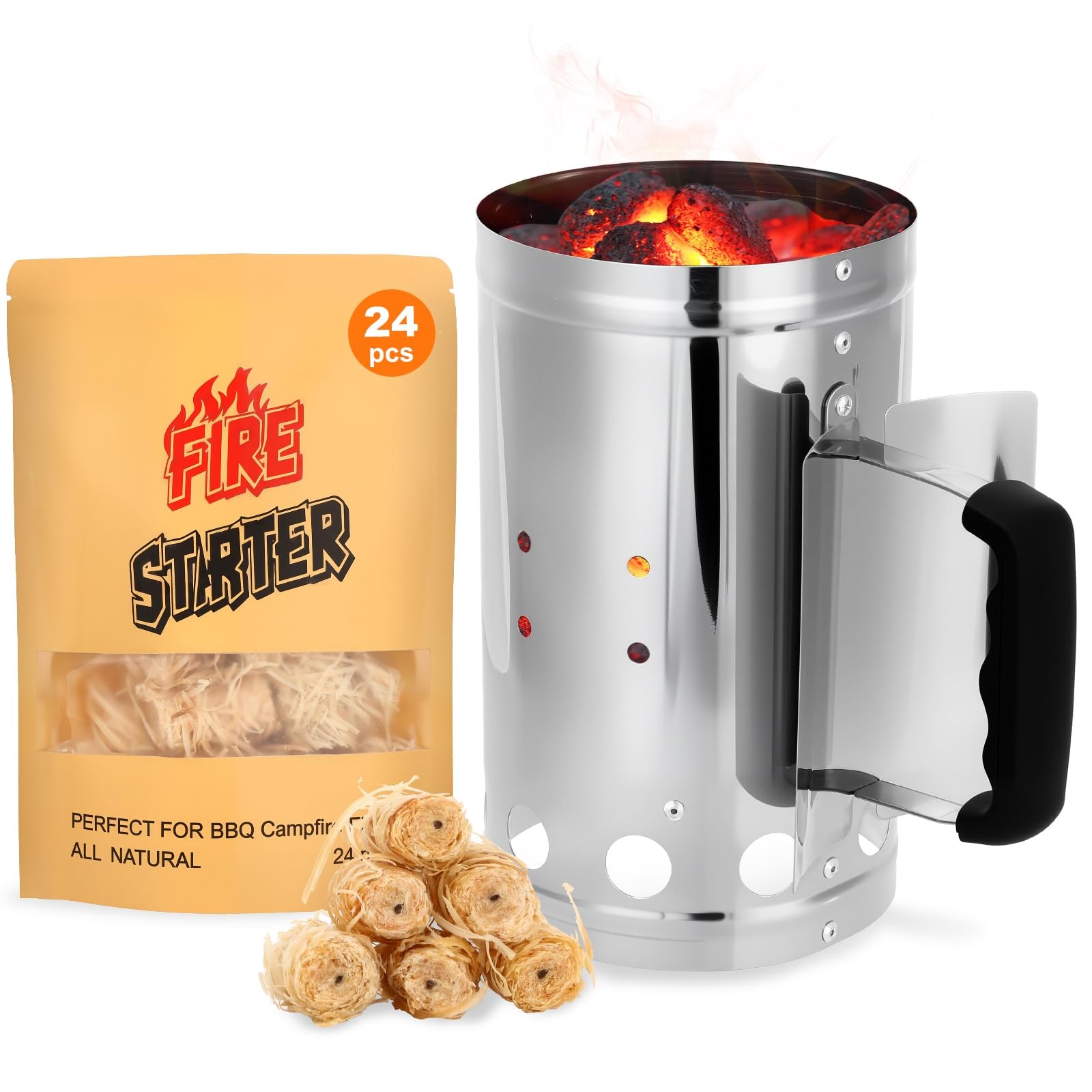 SUNLIFER Charcoal Chimney Starter, BBQ Grill Quick Rapid Fire Starter Chimney...