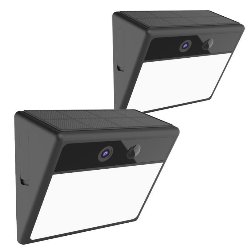 Laser Outdoor Wall Light Camera Twin Pack with Solar Power Security
